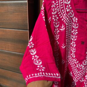 Beautiful Hot Pink Chikankari Kurta