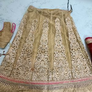 Golden Pink Red Lehenga