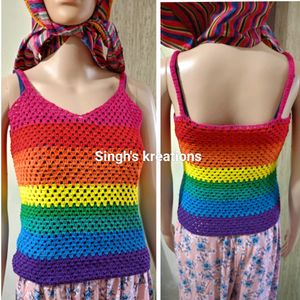 Summer Collection Multicolored Chrochet Top