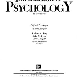 Introduction to Psychology- Morgan and King PDF