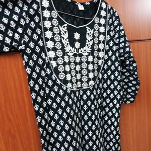 Black Kurta With White Prints