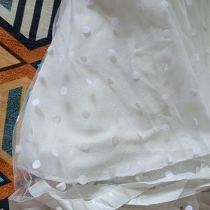 Silver Stars White Net Skirt