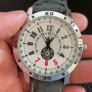 White Big Dial Watch with Jean Strap