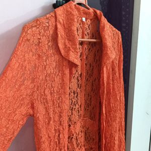 Orange Colour Net Jacket (L)