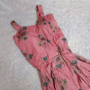 Pink Flory Conquette Flared Dress