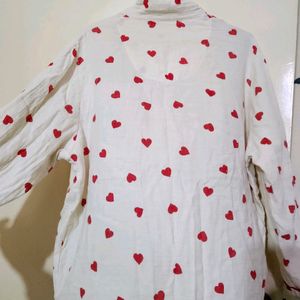 RED HEART BEIGE NIGHTSHIRT