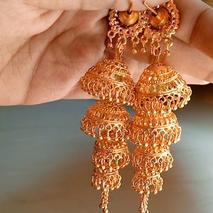 3 Layerd Golden Jhumka