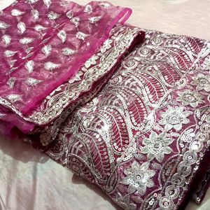 Pink Designer Heavy Work Saree (Women)