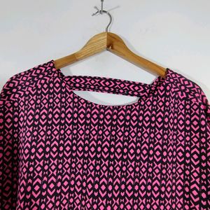 Black With Pink Printed Top (Women's)