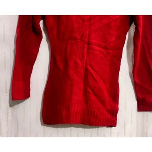 High Neck Red Sweater For Girl's