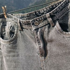 Grey Well Bottom Jeans For Women