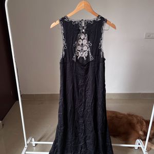 River Island Satin Black embroidered Maxi dress