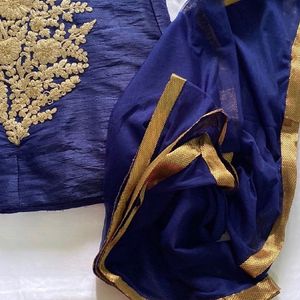 Gold Embroidered Navy Blue Lehenga Choli