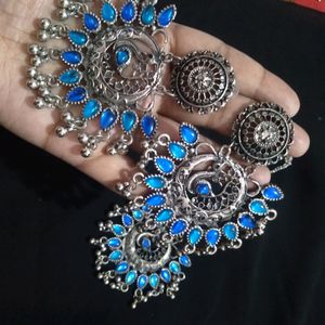 Used Blue Earring Nd Tika Set