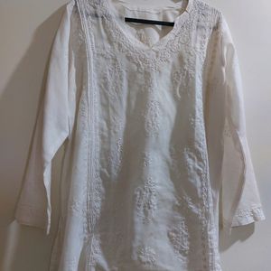 White Chikan Kurta Top