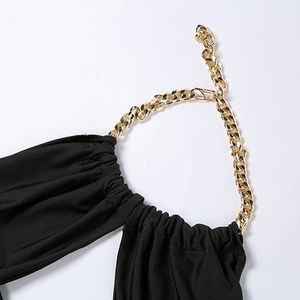 SHEIN  GOLD CHAIN HALTER TIE UP CROP TOP