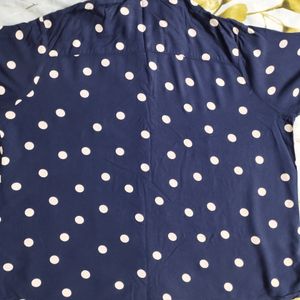 Navy Blue Polka Dot Top