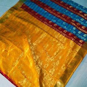 Multi Colour Pure Kanjeevaram Silk Saree