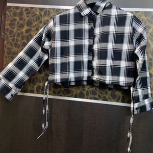 Crop Black Check Shirt