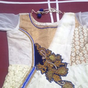 New White Stone Worked Anarkali Set L Size