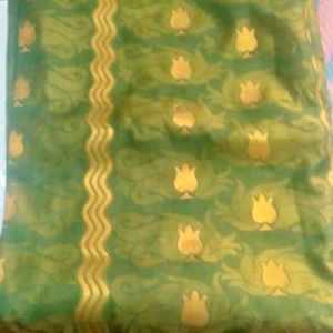 Green saree with Golden Design