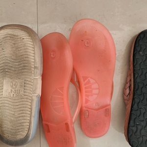 Chappals - 3 Pair ( Cream One Is Used Has Defect)