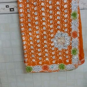 Orange Heavy Work Saree