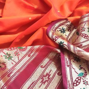 Orange Paithani Saree