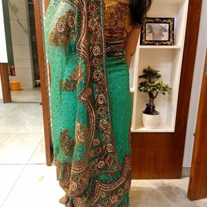 🔥💚Women Wedding Wear Tissue Saree 💚🔥