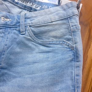 Women Blue Solid Regular Fit Denim Shorts