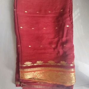 Orange Brown Soft Silk Saree