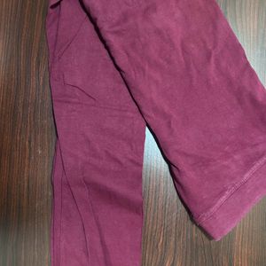 Maroon-Solid Ankle Length Legging