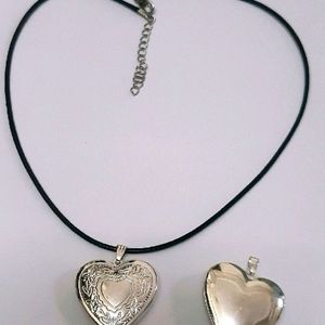 Big Silver Heart  Engraved Opening Photo Pendant