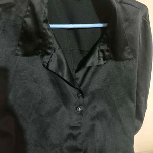 Black Satin Half Shirt