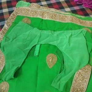 Home Made embroidery green colour designing sari