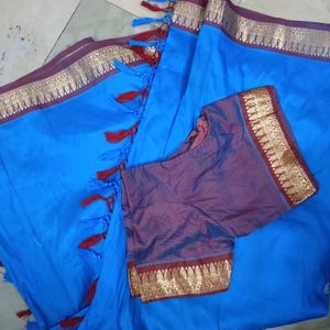 Multicolored Saree With A Stitched Blouse