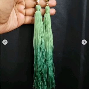 Fringe Earrings In Ombre Green