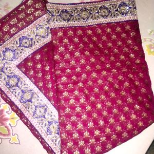 Magenta Colour Heavy Embroidery Saree