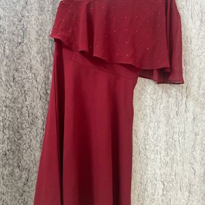 Maroon One Shoulder Dress