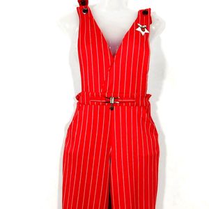 Red Stripes Printed Jumpsuit (Women)