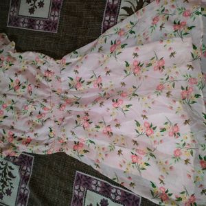 Beautiful Floral Print Pink Dress Of Max