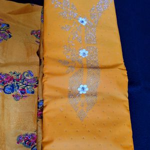 Cotton Semi-stitched Suit Printed Bottom N Dupatta