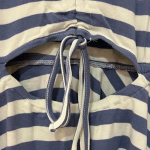 Brand New White Blue Striped Fit N Flare Dress