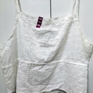 Zudio White Top With Crochet Detailing