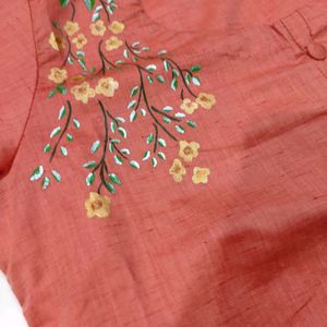 Handmade Fabric Flower Printed Kurta