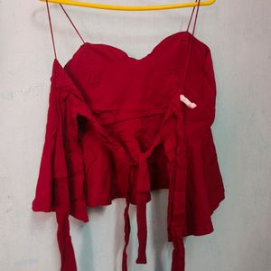 Super hot maroon noodles strap padded top