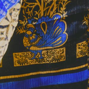 New Beutiful Blue Saree With Golden Lace And Work