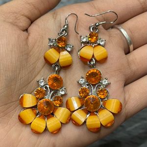 Orange Floral Earings