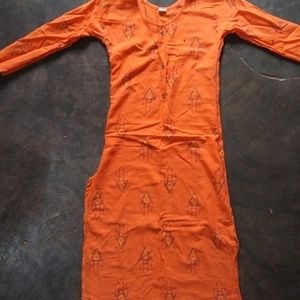 Orange Cotton Kurta