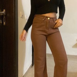 Urbanic Brown Wide Leg Jeans